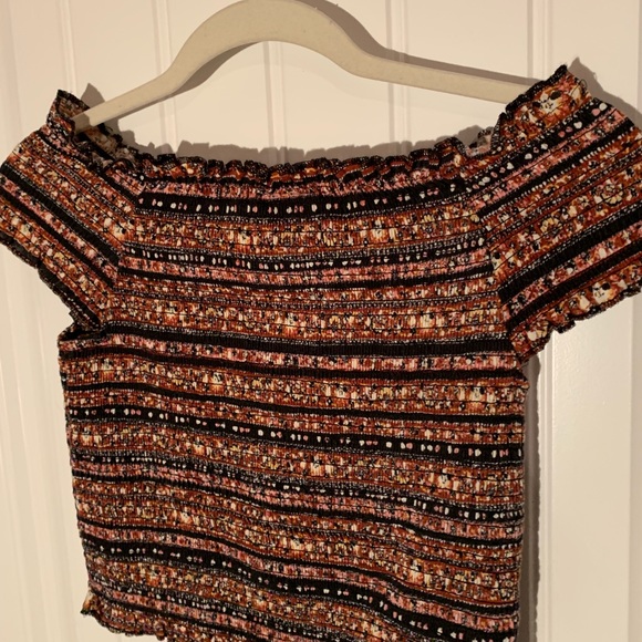 Black/ brown tube top with off shoulder cap sleeve - Picture 3 of 3